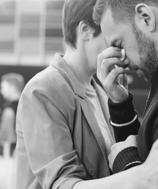 A trader reflecting during a meeting