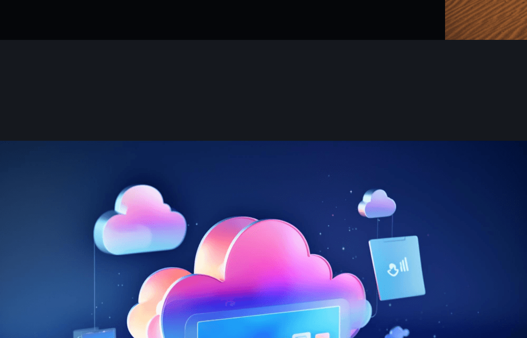 Glowing 3D clouds above a laptop