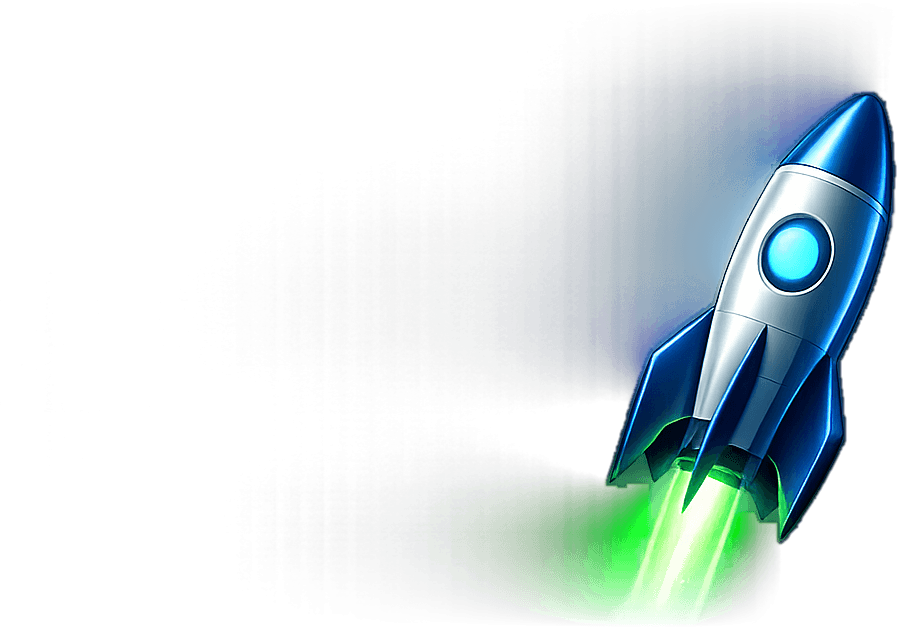 A rocket launching out of a stack of VPS servers